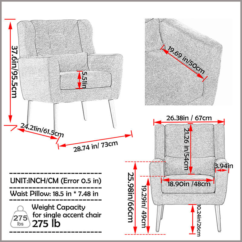 Modern Beige Chenille Fabric Accent Chair