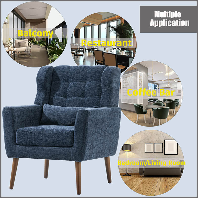 Modern Dark Blue Upholstered Accent Chair