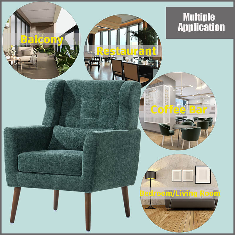 Modern Green Comfy Upholstered Accent Chair