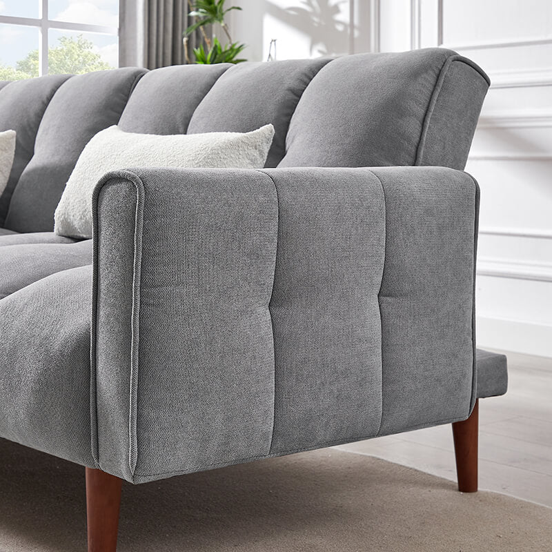 Modern Gray Convertible Futon Sofa Bed