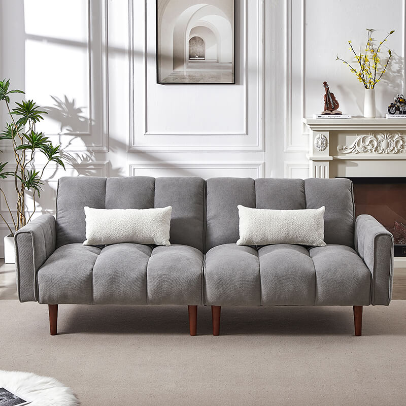 Modern Gray Convertible Futon Sofa Bed