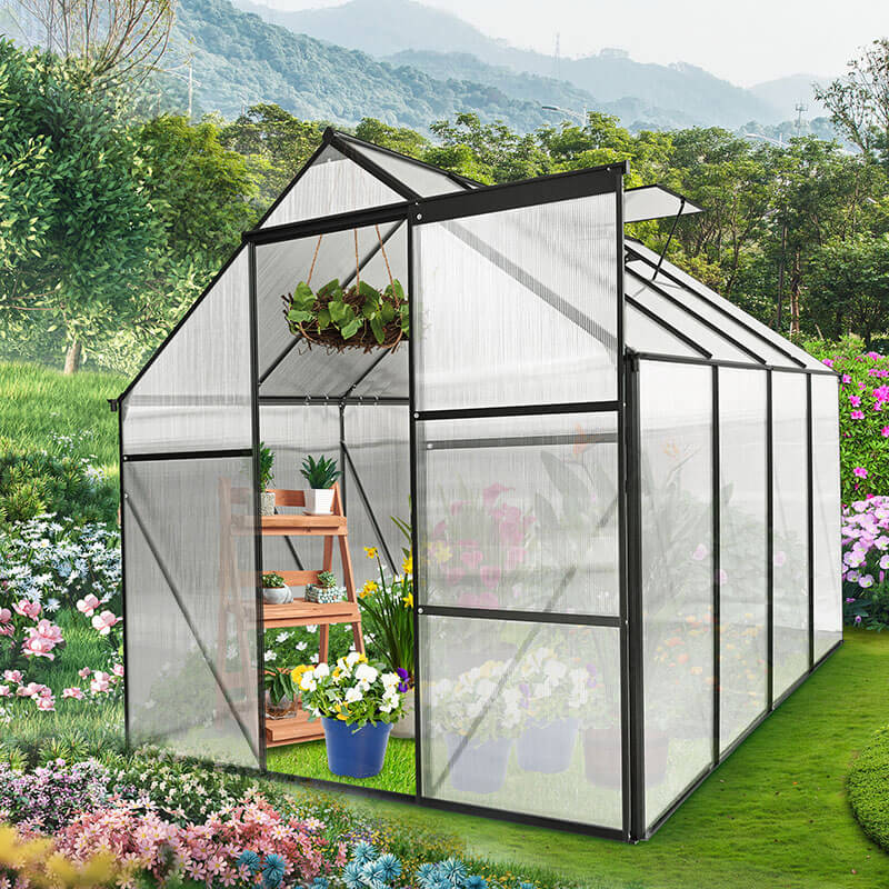 98.4" Black Polycarbonate Aluminum Greenhouse