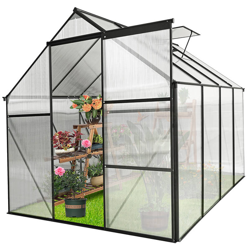 98.4" Black Polycarbonate Aluminum Greenhouse