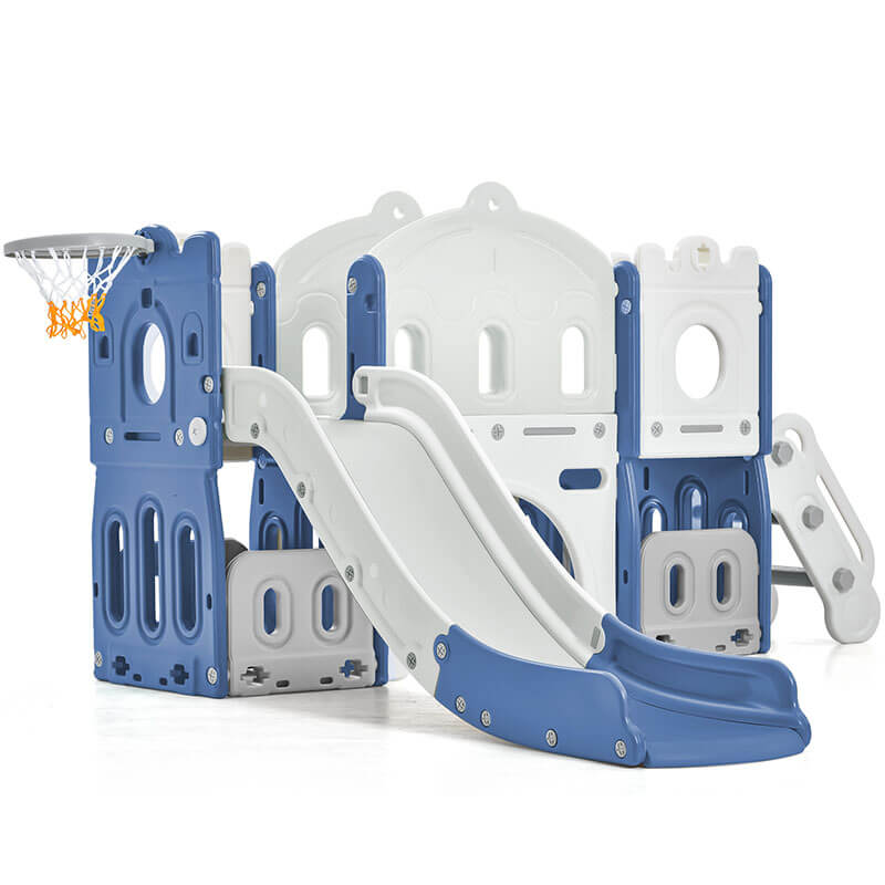 Blue Freestanding Kids Castle Climber Playset 