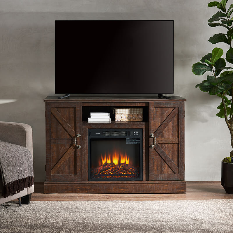 Farmhouse Espresso Electric Fireplace TV Stand