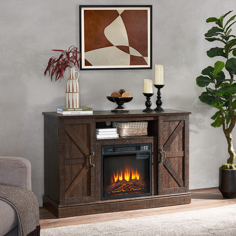 Farmhouse Espresso Electric Fireplace TV Stand