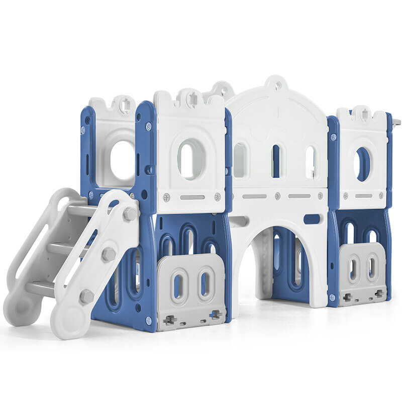 Blue Freestanding Kids Castle Climber Playset 