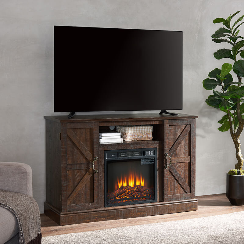 Farmhouse Espresso Electric Fireplace TV Stand