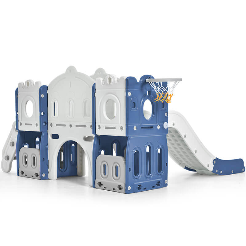 Blue Freestanding Kids Castle Climber Playset 