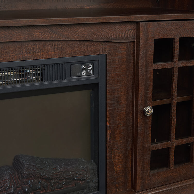 58.2" Espresso TV Media Stand With Fireplace And Storage Space