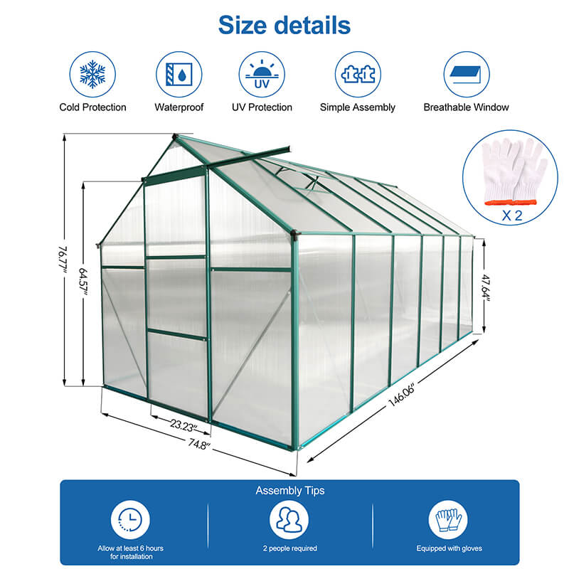 146.1" Aluminum Heavy Duty Walk-in Greenhouse