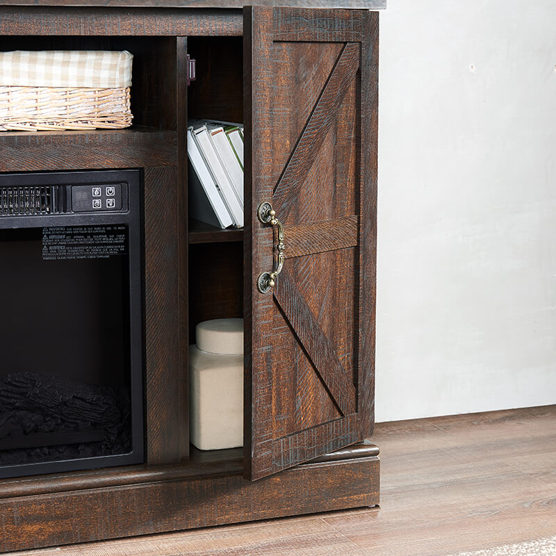 Farmhouse Espresso Electric Fireplace TV Stand