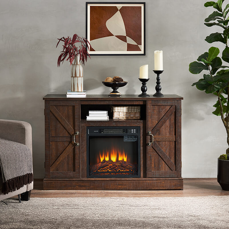 Farmhouse Espresso Electric Fireplace TV Stand