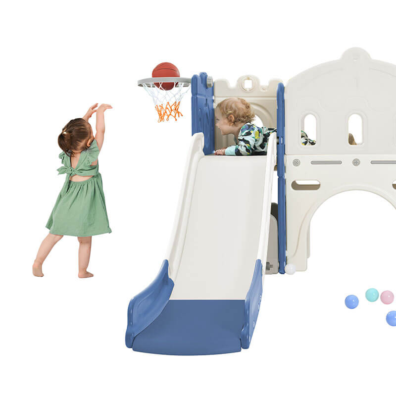 Blue Freestanding Kids Castle Climber Playset 