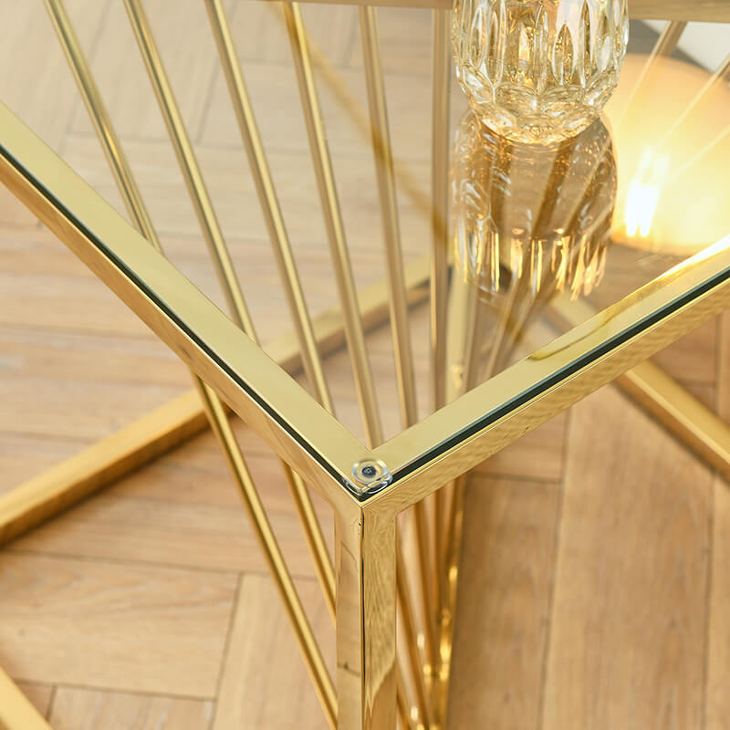 20" Modern Gold Glass End Table