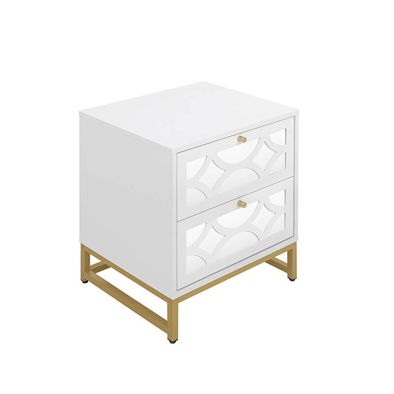 18.9" White Mirrored 2-Drawer Nightstand