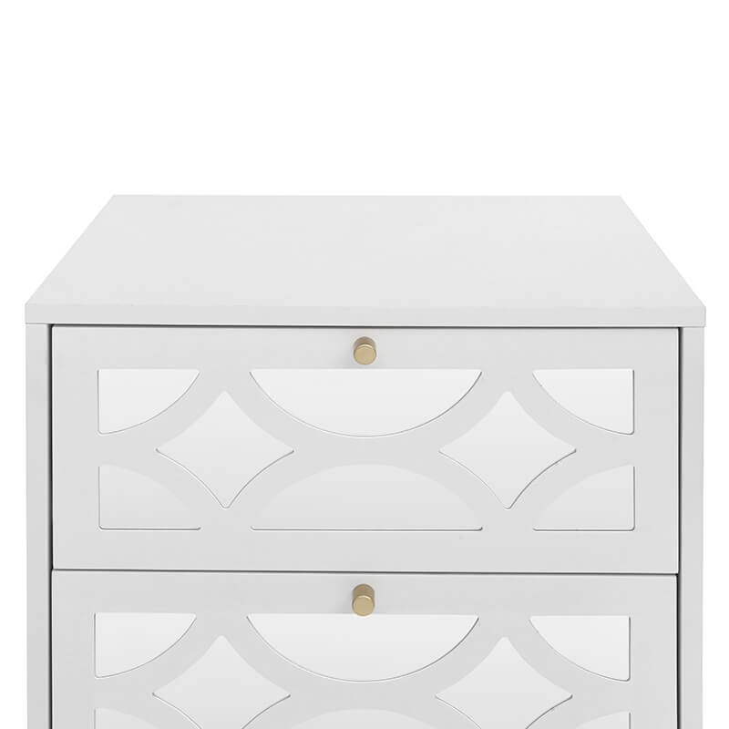 18.9" White Mirrored 2-Drawer Nightstand