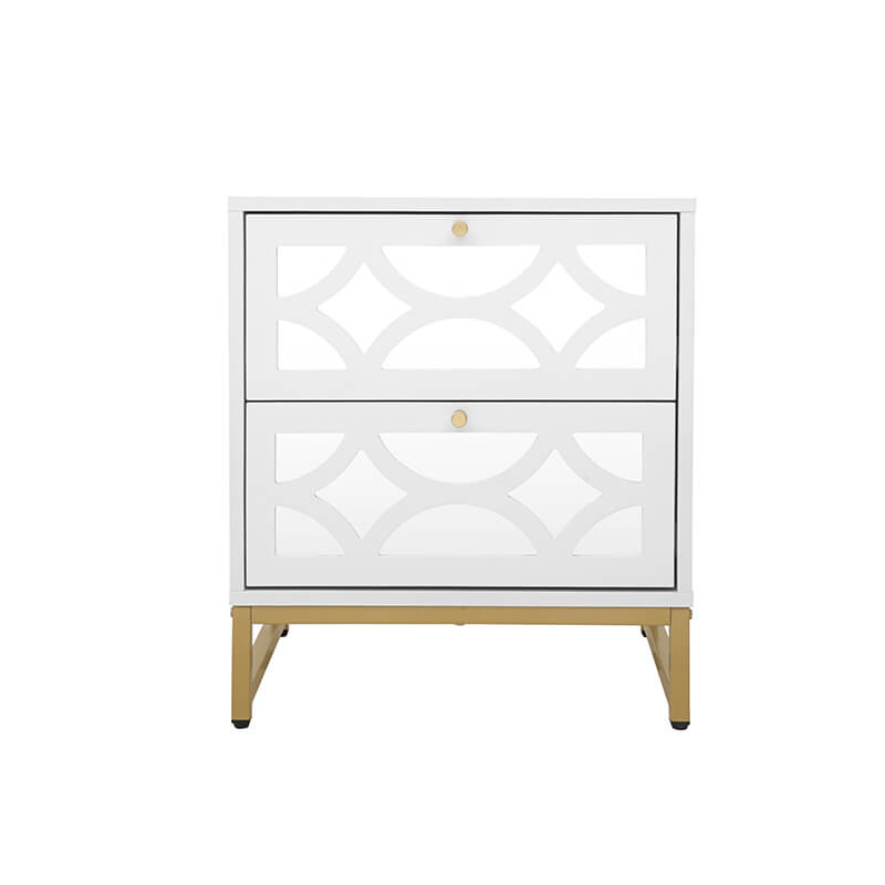 18.9" White Mirrored 2-Drawer Nightstand