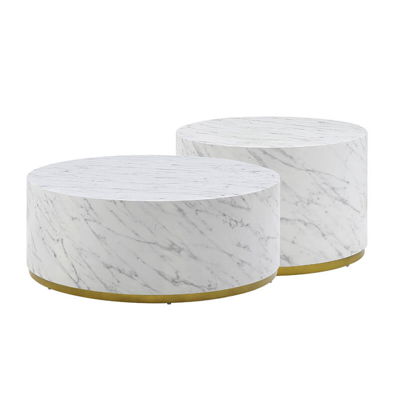  White Marble Pattern Round Coffee Table