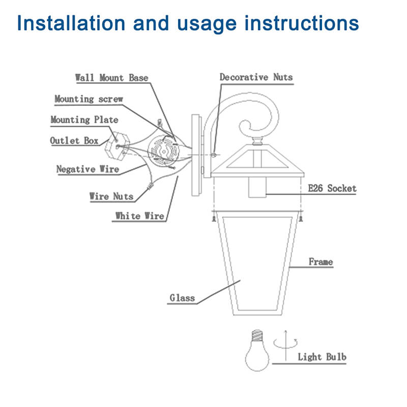 Aluminum Glass Outdoor Waterproof Wall Light