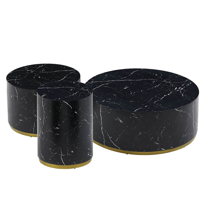 Black Marble Pattern Round Coffee Table