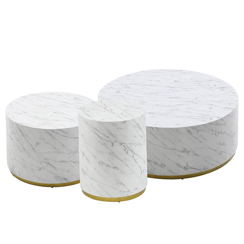  White Marble Pattern Round Coffee Table