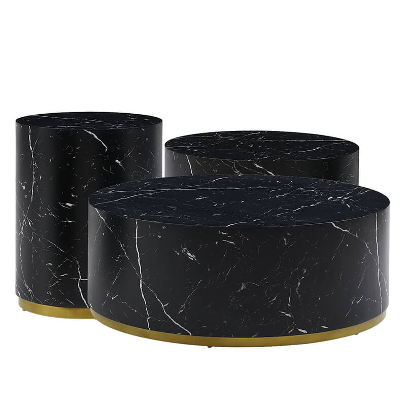 Black Marble Pattern Round Coffee Table