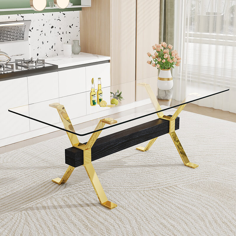 Modern Luxury Transparent Glass Dining Table