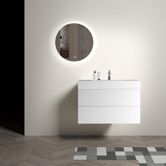 35.8" Modern White Floating Bathroom Vanity