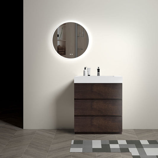 30" Modern White Walnut Bathroom Vanity