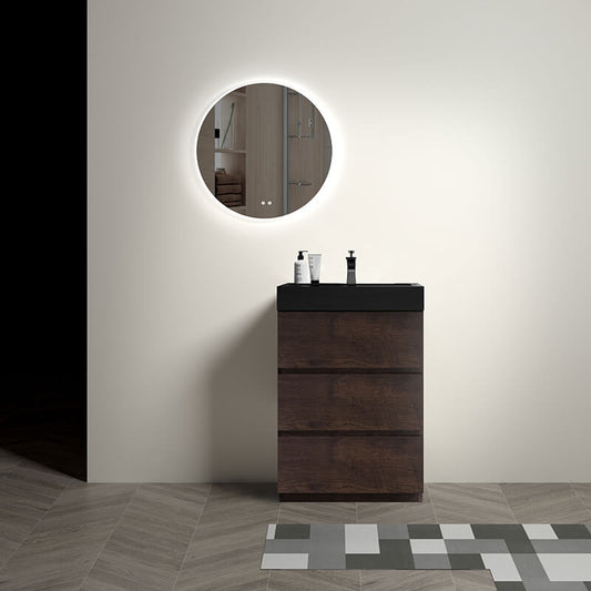 24" Modern Black Walnut Bathroom Vanity