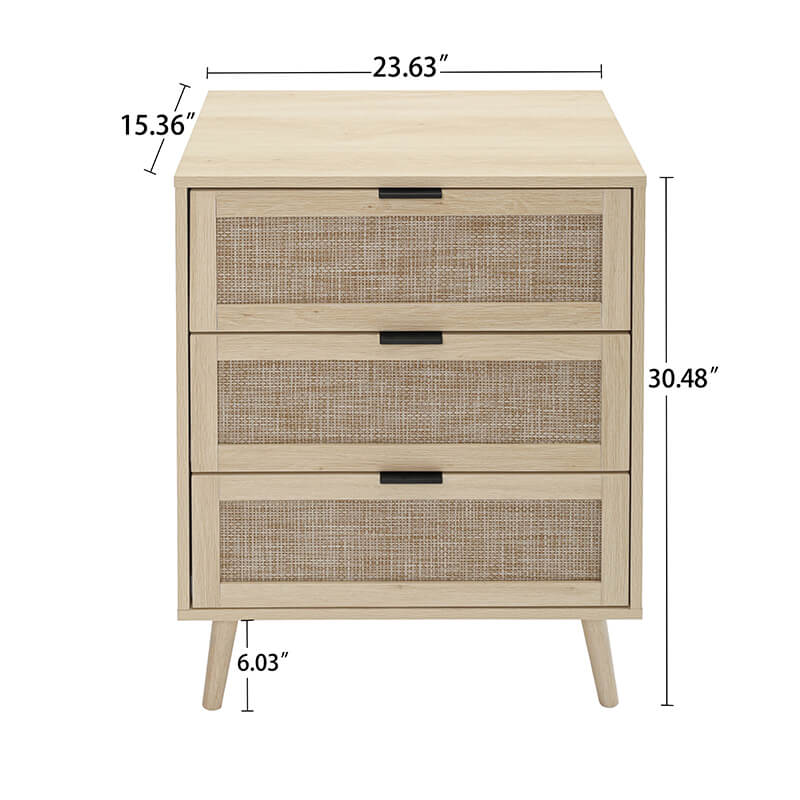 23.6" Natural Particle Board 3-Drawer Cabinet