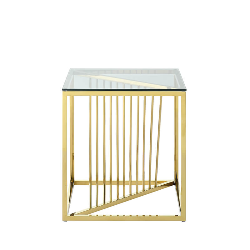 20" Modern Gold Glass End Table