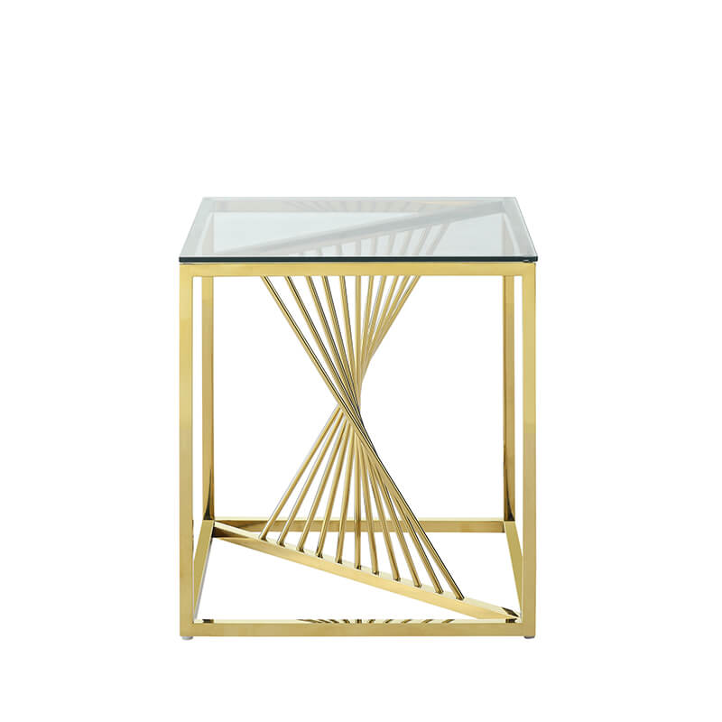 20" Modern Gold Glass End Table