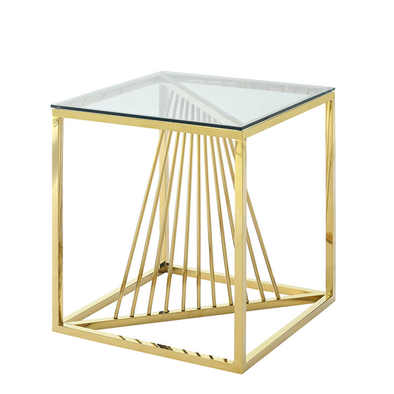 20" Modern Gold Glass End Table