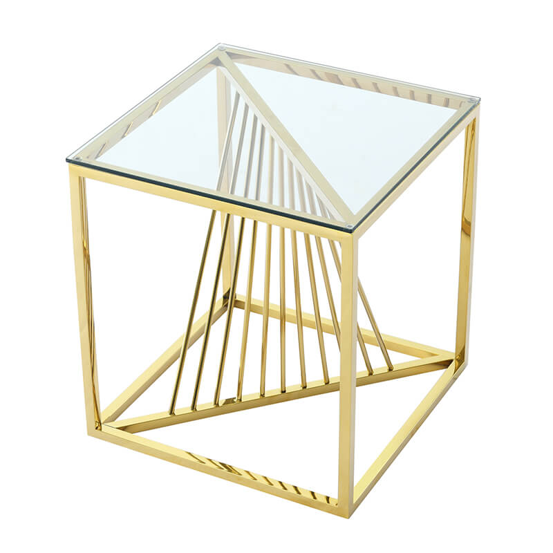 20" Modern Gold Glass End Table