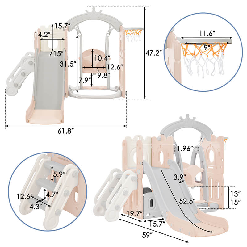 Kids Playground Climber Slide Swing Playset