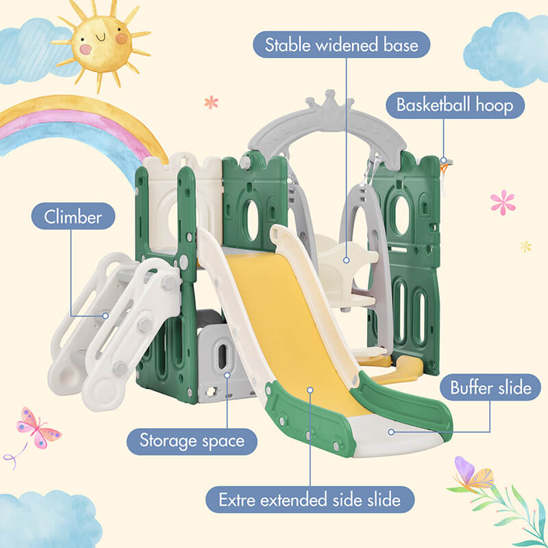 Playground Toddler Climber Slide & Swing Set