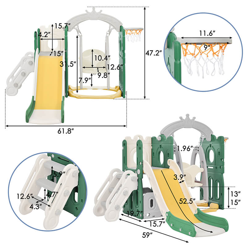 Playground Toddler Climber Slide & Swing Set