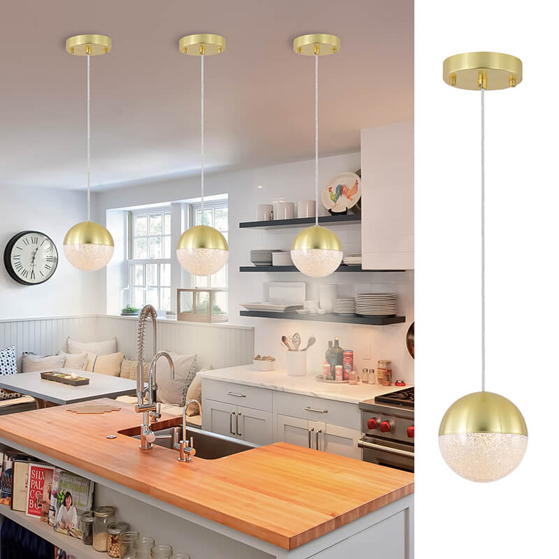 Large Gold Acrylic Globe Pendant Light