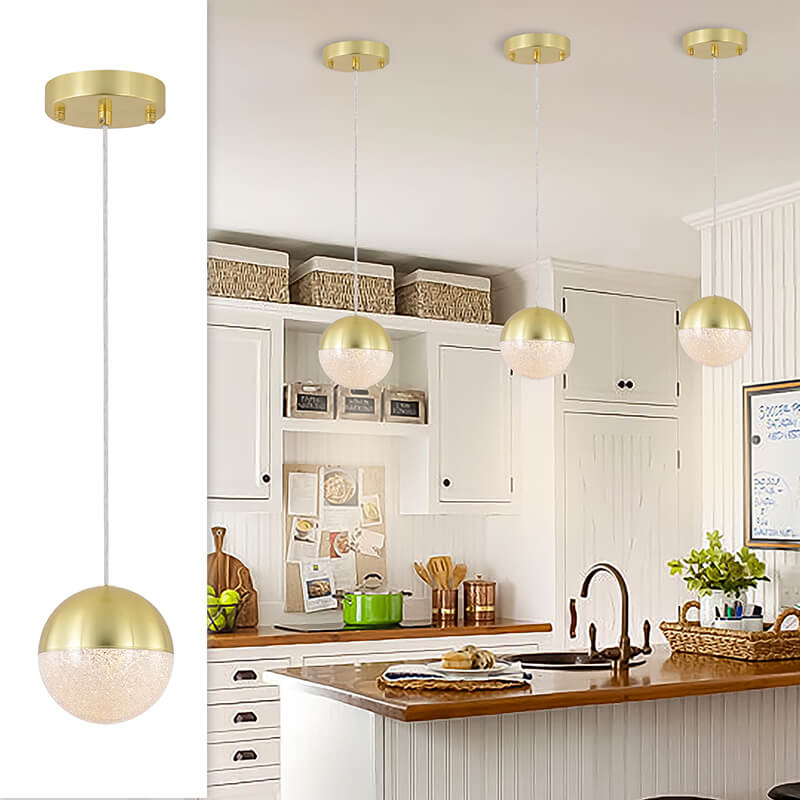 Large Gold Acrylic Globe Pendant Light