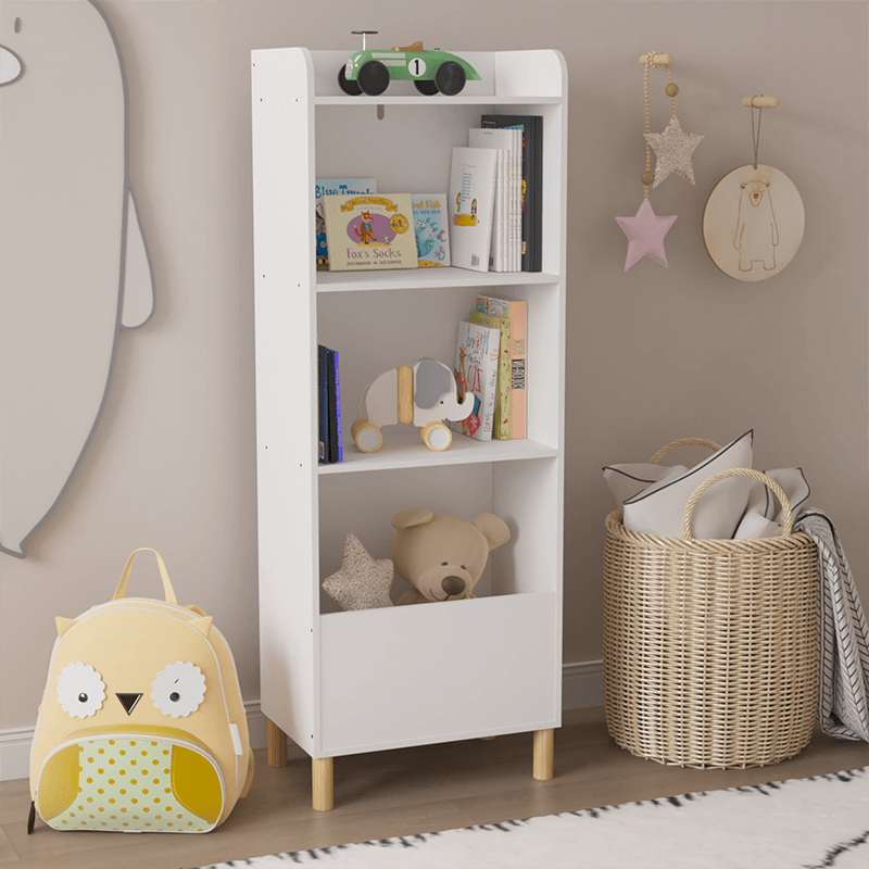 White 4-Tier Book Display Kids Bookcase