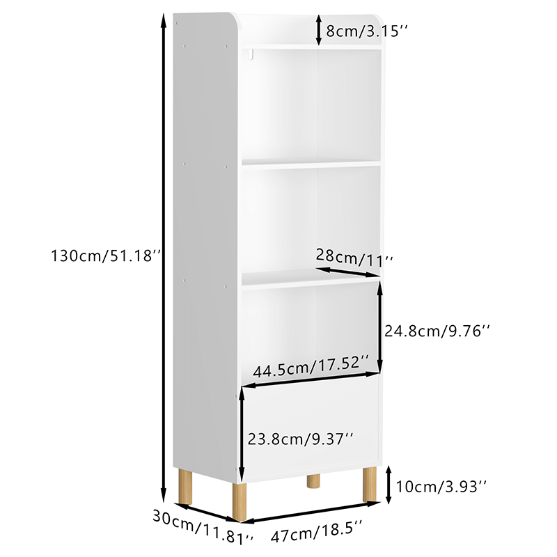 White 4-Tier Book Display Kids Bookcase