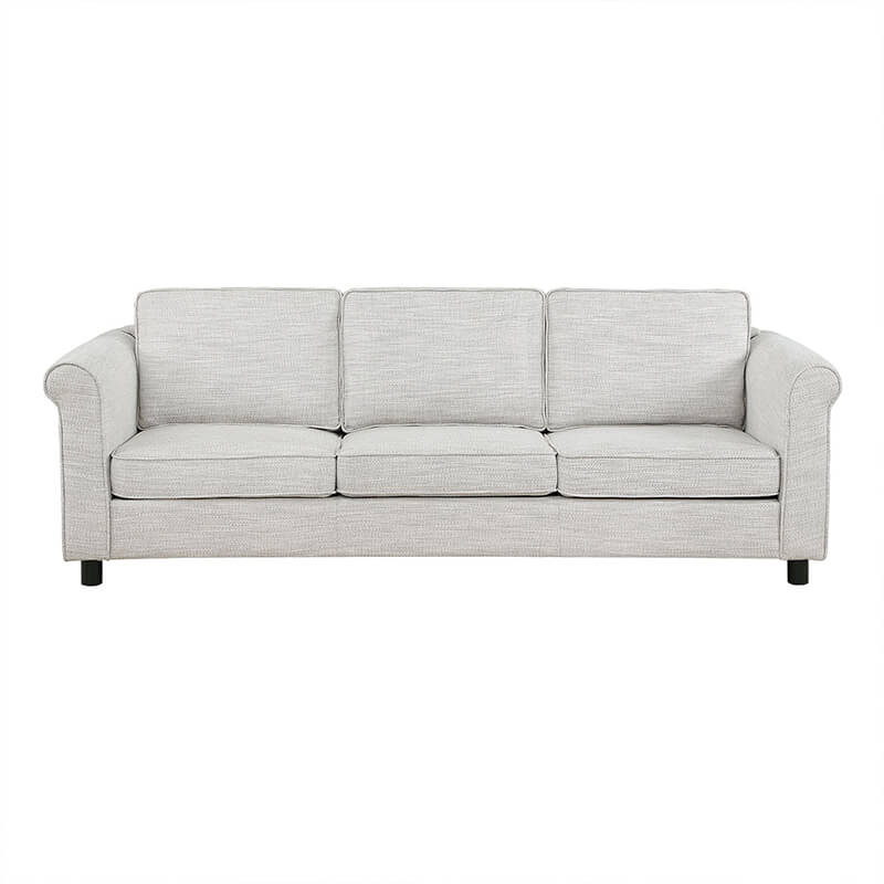 Bishop Beige 3-Seats Upholstered Fabric Sofa