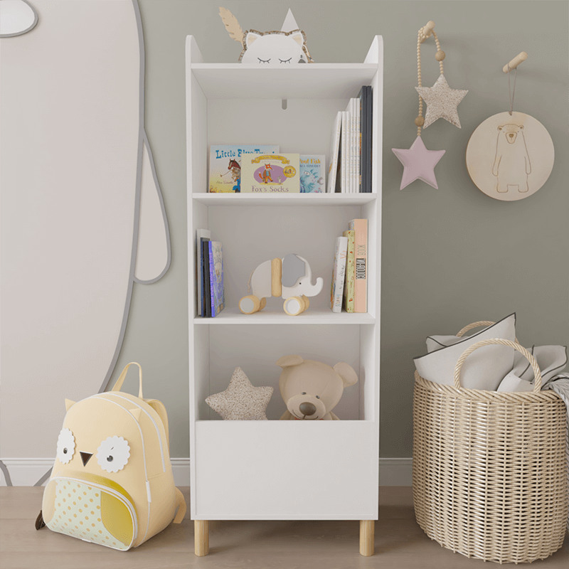 White 4-Tier Book Display Kids Bookcase