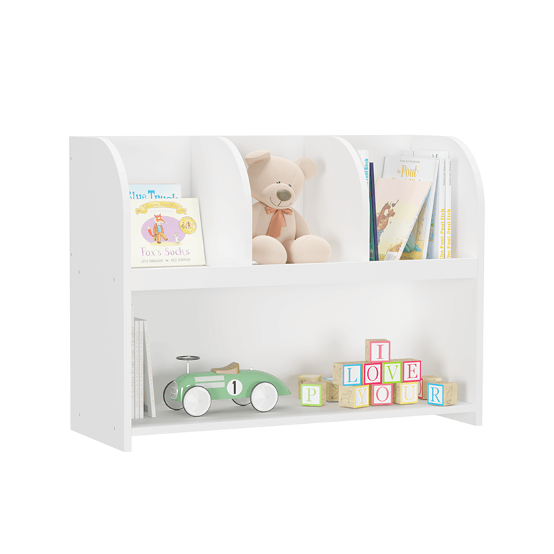 31.5" White Kids Bookcase with 4 Compartments Toy Storage