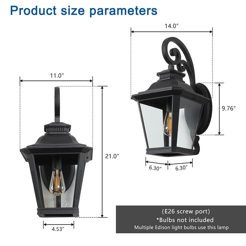 Black Aluminum Large Outdoor Wall Light