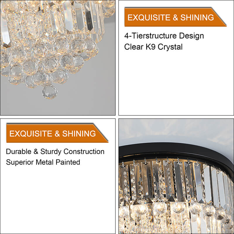 Black Luxury Modern Clear Crystal Chandelier