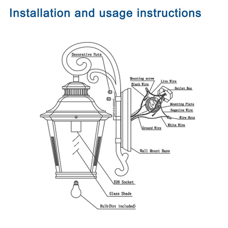 Black Aluminum Large Outdoor Wall Light