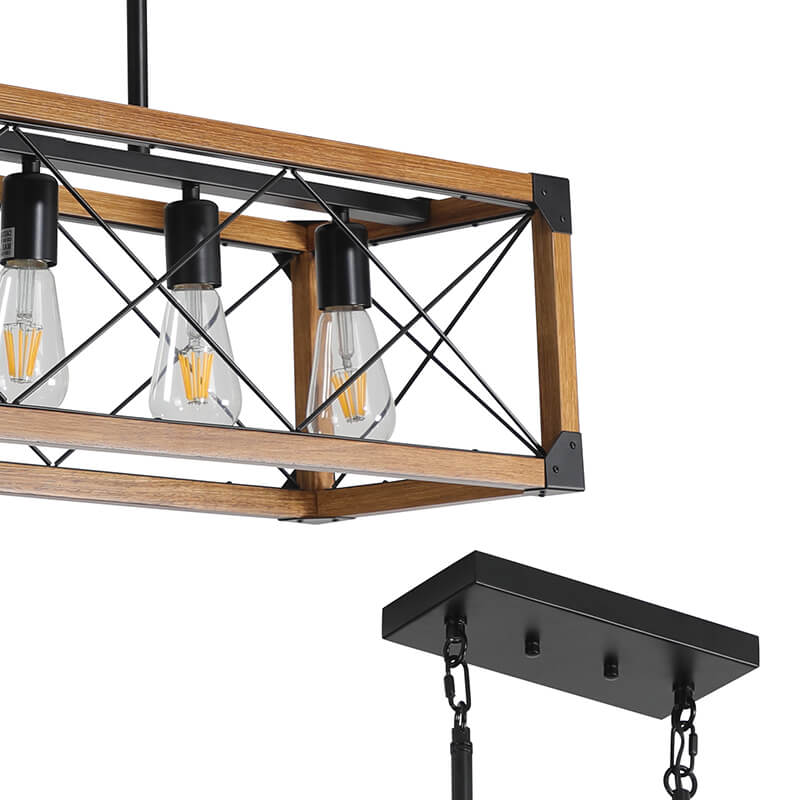 Walnut 5-Light Retro Farmhouse Pendant Light